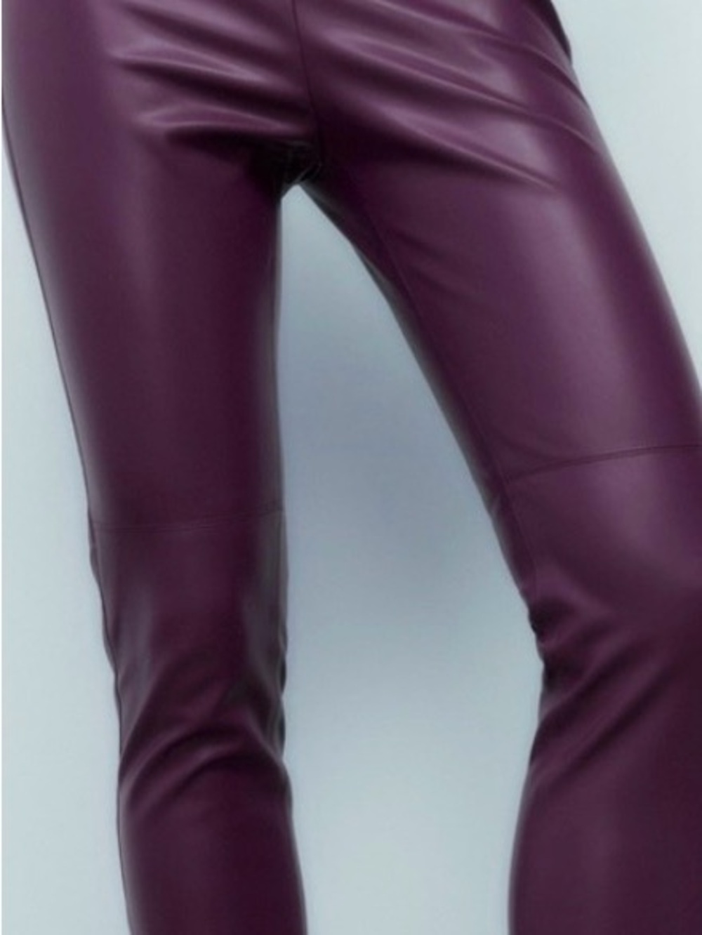 Zara Deep Plum Faux Leather Skinny Pants